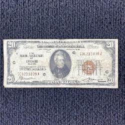 1929 G $20 Red Seal Jackson Bill, Bank Of Chicago