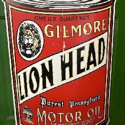 Gilmore Lion Head Motor Oil Sign,