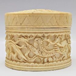 Beautiful Dragon Design Ivory Trinket Box