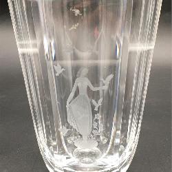 ORREFORS CRYSTAL BLOWN Panel Cut Glass Vase