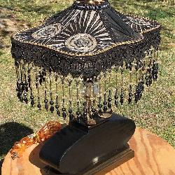 Vintage Black w/ Beads Table Lamp