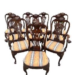 SET OF 10 HENREDON CHERRY CARVED CHAIRS