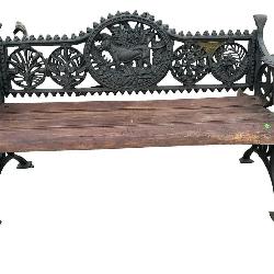 HEAVY CAST IRON AND WOOD BENCH