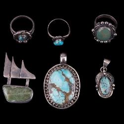 Native Am Sterling Turquoise & Vntage Jewelry