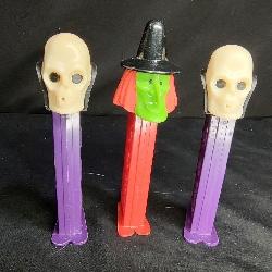 Green Witch, & 2 Skulls Pez Dispensers