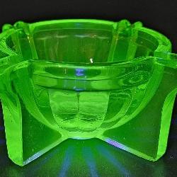 Vintage Fry Glass Uranium Green Ashtray
