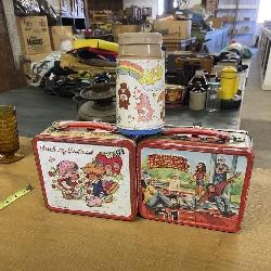 Pair of Vintage Lunch Boxes w/ Care Bear Thermos