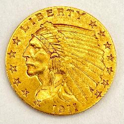 1911 $2-1/2 Gold Indian