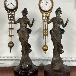 German Style lady brass swinger clocks