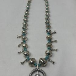 24in. Unmarked Navajo Sterling Silver & Turquoise