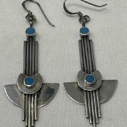 Sterling Silver & Turquoise Earrings 9.23 Grams