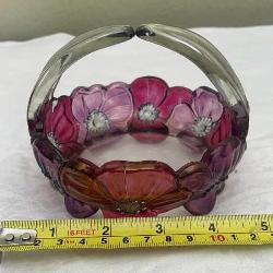 Westmoreland Pansy Flower Basket Glass Purple