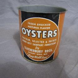 Vintage Leatherbury Bros Empty Oyster Can