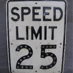 Antique Glass/Marble Speed Limit Sign