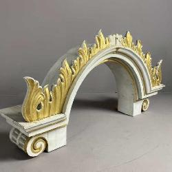Architectural Church Arch Carved Wood Old Paint