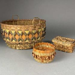 3 Native American Splint Ribbon Baskets