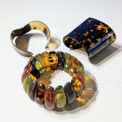Three Vintage Plastic Cuff Bracelets