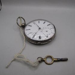 Antique 13 Jewel Engraved Pocket Watch w/ Key