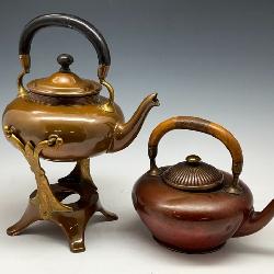 Antique Gorham Co. brass tea kettles 