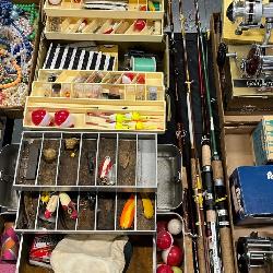 Fishing tackle boxes and Fishing rods