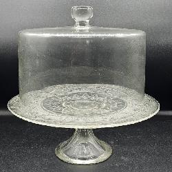Duncan & Miller Sandwich Pressed Glass stand with pedestal