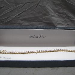 Stunning Sterling Silver Tennis Bracelet W/Box