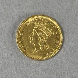 1862-Indian Head Gold $1 Coin