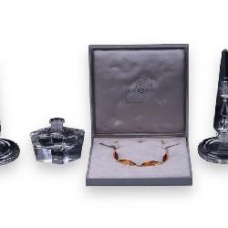 Lalique Necklace & Crystal Perfume Bottles