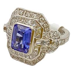 Platinum Tanzanite & Diamond Ring