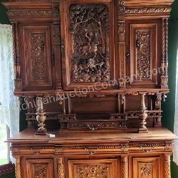 19th Century Ornate Carved French Chateau Cabinet