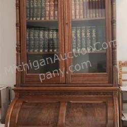 1880 Eastlake Secretary Bookcase Combo-Walnut/Burl