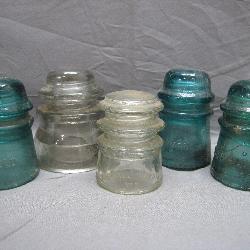 5 Vintage Glass Insulators