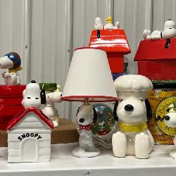 Lot of Snoopy banks & lamps etc.