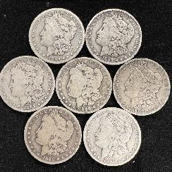 Lot #863 (7) Morgan Silver Dollars- Years incl. 1885, (3) 88, 91, 96, & 99