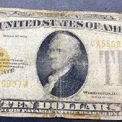 1928 Gold Seal 10 Dollar Bill