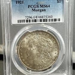1921 PCGS Graded MS64 Morgan Dollar 