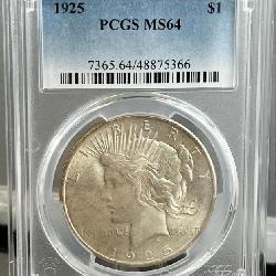 1025 Peace Dollar in PCGS MS64 holder