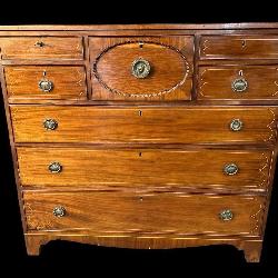 18TH CENT. SOLID MAHOGANY INLAID CHEST