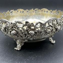 LARGE STERLING ORNATE FOOTED BOWL