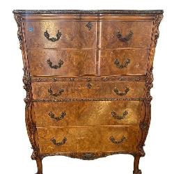 BURLED SATINWOOD FRENCH TALL CHEST