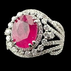 PLATINUM RUBY AND DIAMOND RING BY ORIANNE