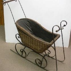Vintage Wicker Sleigh Stroller  36 inches long