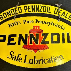 Pennzoil Double Sided Porelain Sign 