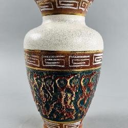 German Marbled Greek Key Vase