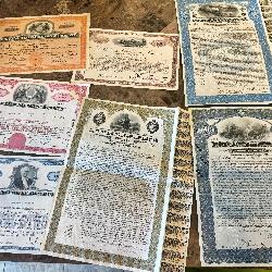 Lot of Cancelled Railroad Stock Certificates