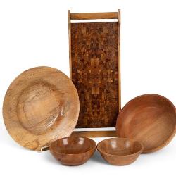 MCM Exotic Wood Tray & Bowls