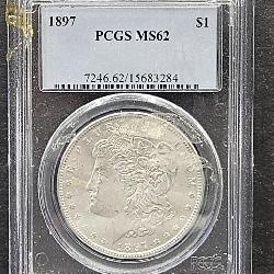 1897 Morgan Silver Dollar  PCGS  MS62