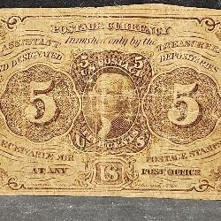 1862 US 5 Cent Fractional Currency Note