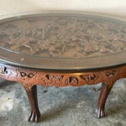Asian-Influenced Table with Glass Top and