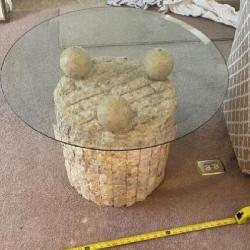 Stone like glass top side table